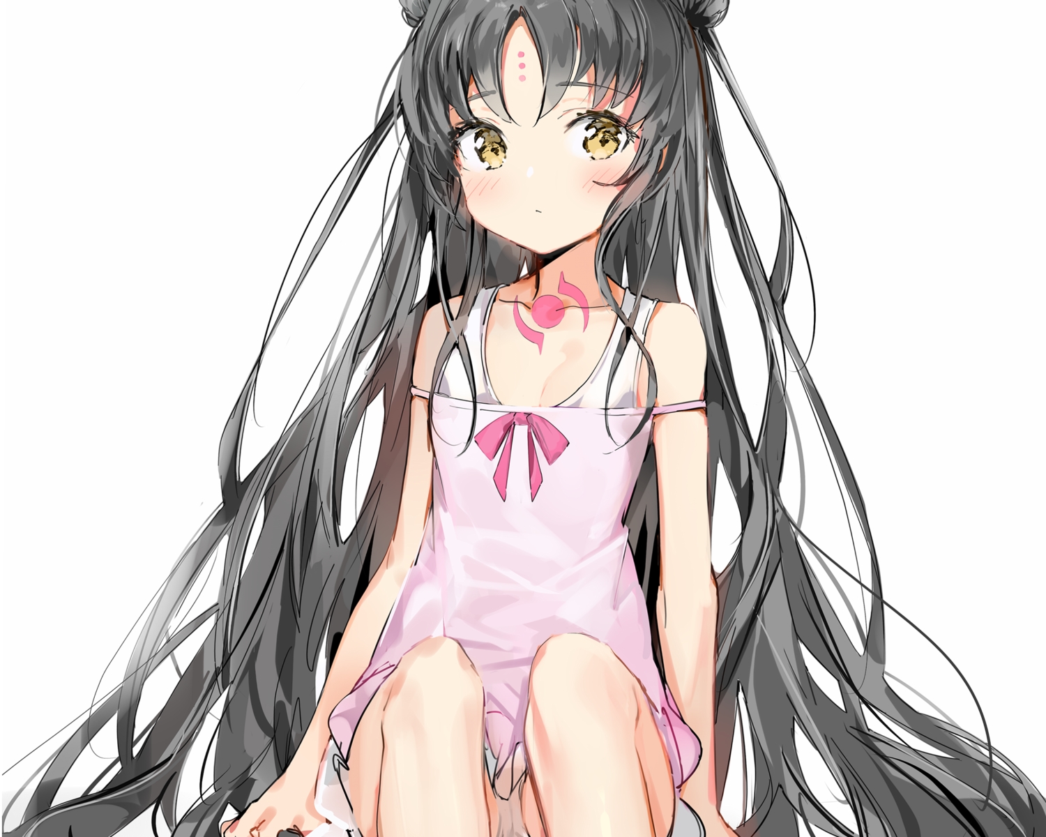 black_hair, blush, cameltoe, cropped, dress, fate/grand_order, fate_(series), loli
