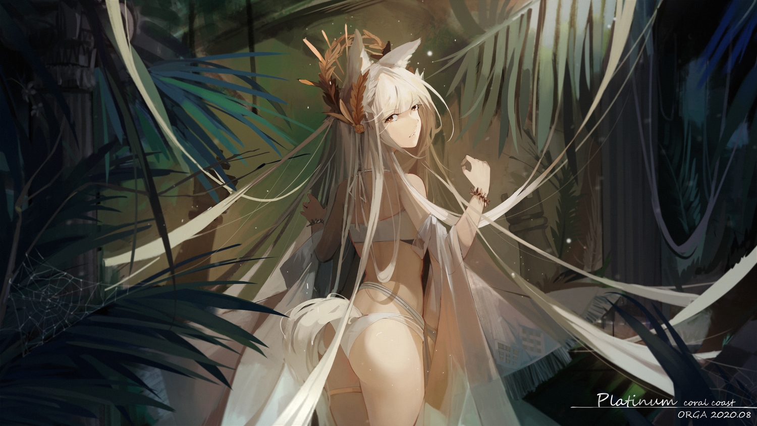 animal_ears, arknights, ass, brown_eyes, brown_hair, long_hair, orga_(pixiv13765813), platinum_(arknights)
