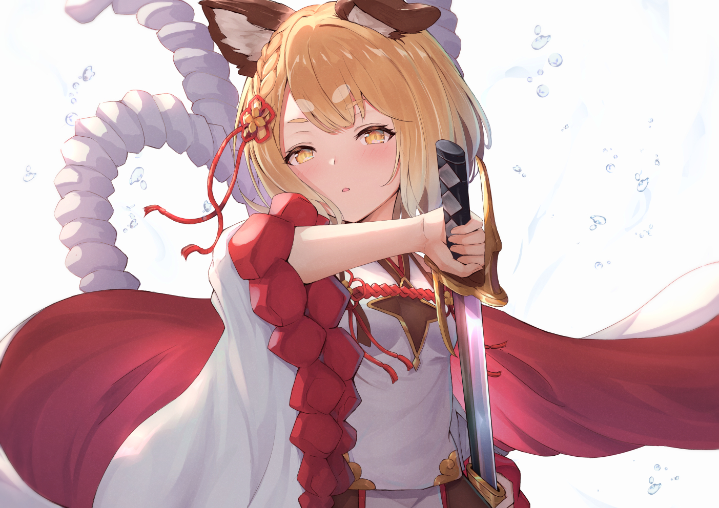 aliasing, animal_ears, blonde_hair, braids, doggirl, granblue_fantasy, kimblee, loli