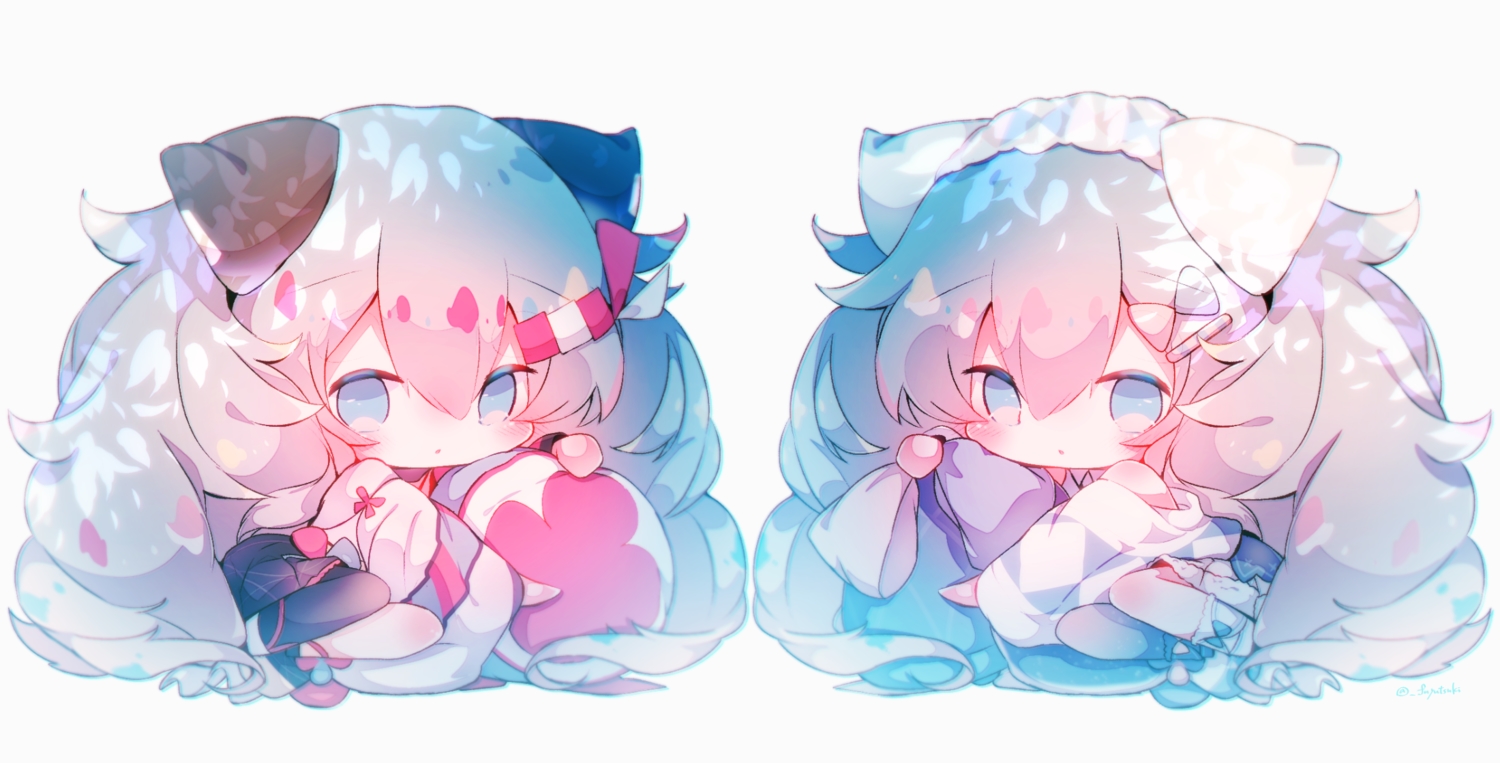 aqua_eyes, aqua_hair, chibi, fuyuzuki_gato, hatsune_miku, japanese_clothes, long_hair, magical_mirai_(vocaloid)