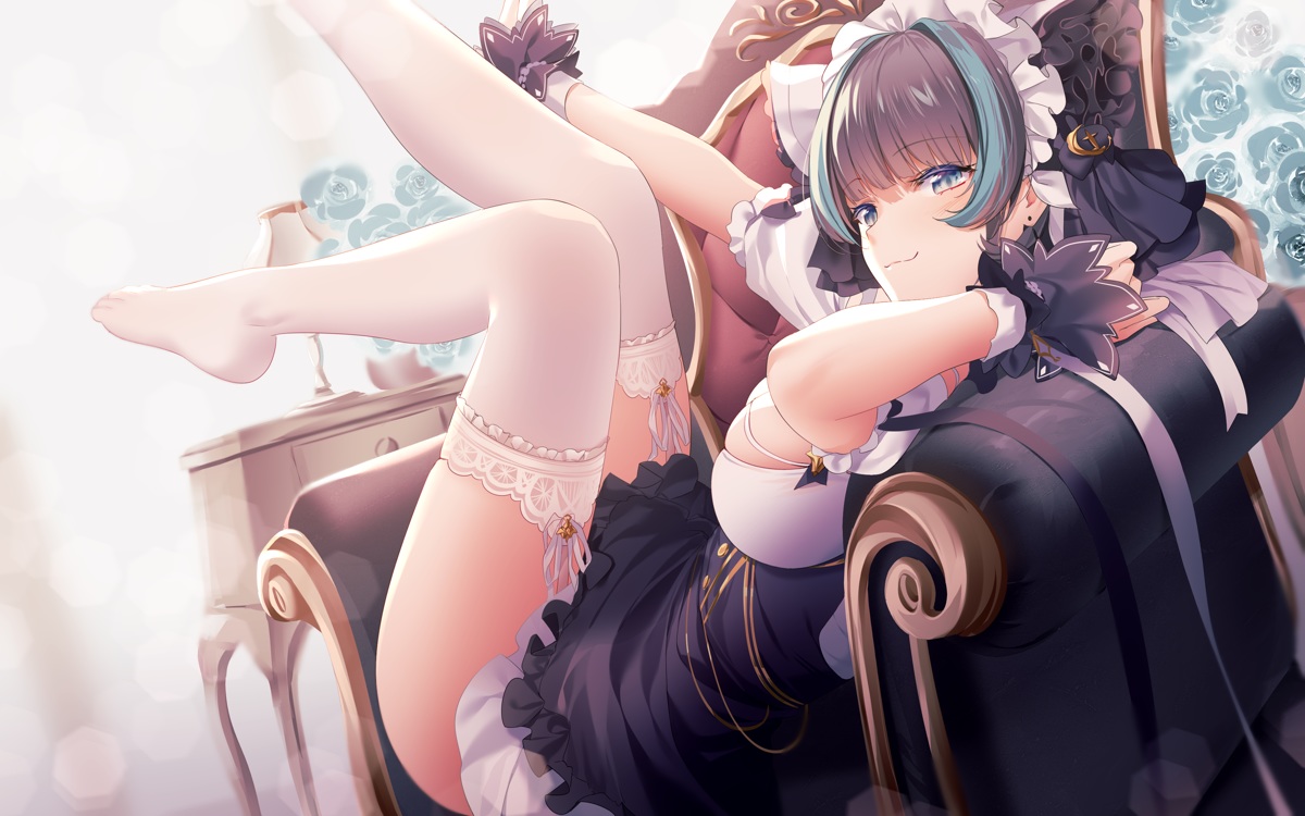 anthropomorphism, aqua_eyes, azur_lane, black_hair, blush, breasts, cheshire_(azur_lane), cleavage