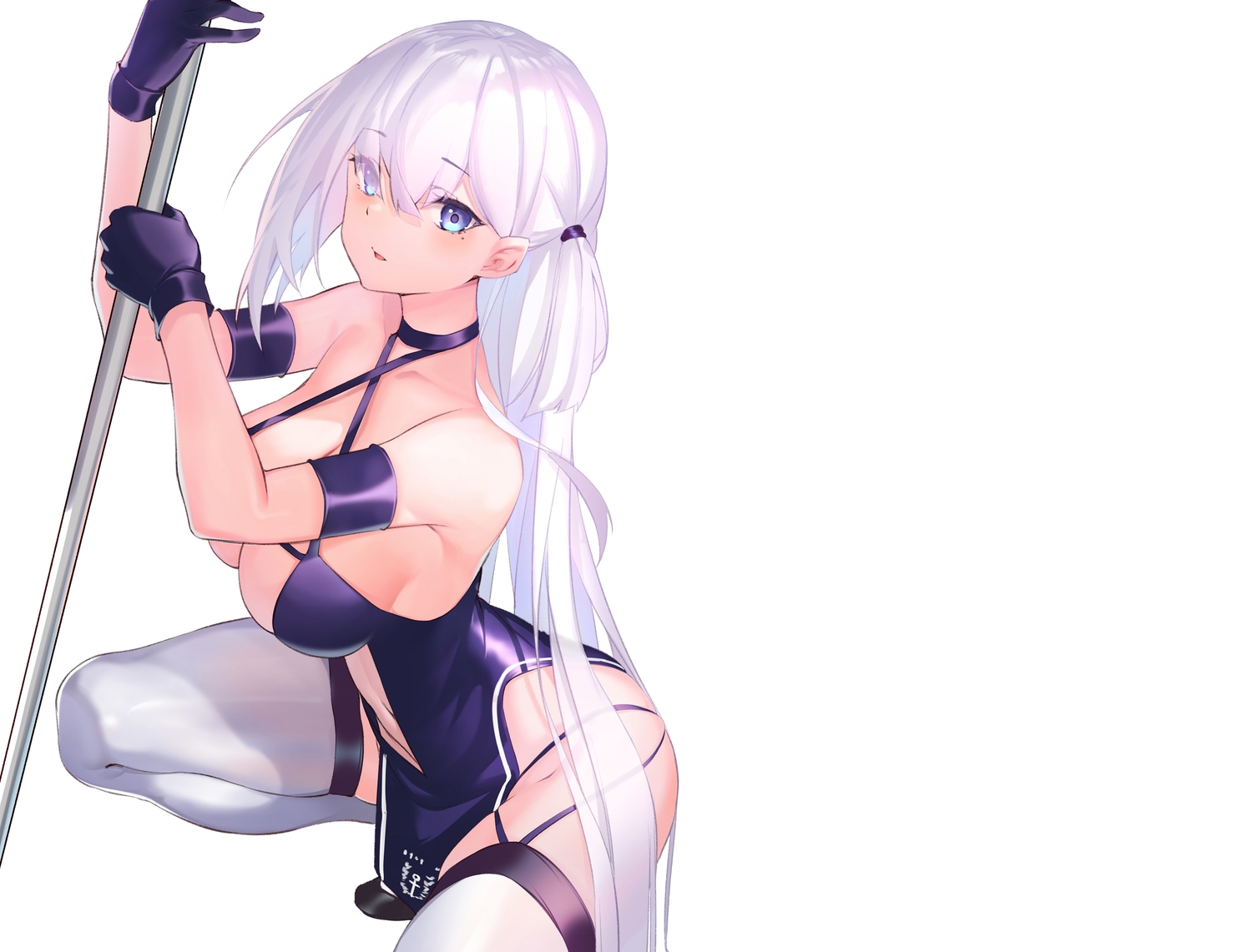anthropomorphism, aqua_eyes, azur_lane, breasts, choker, cleavage, cropped, dress