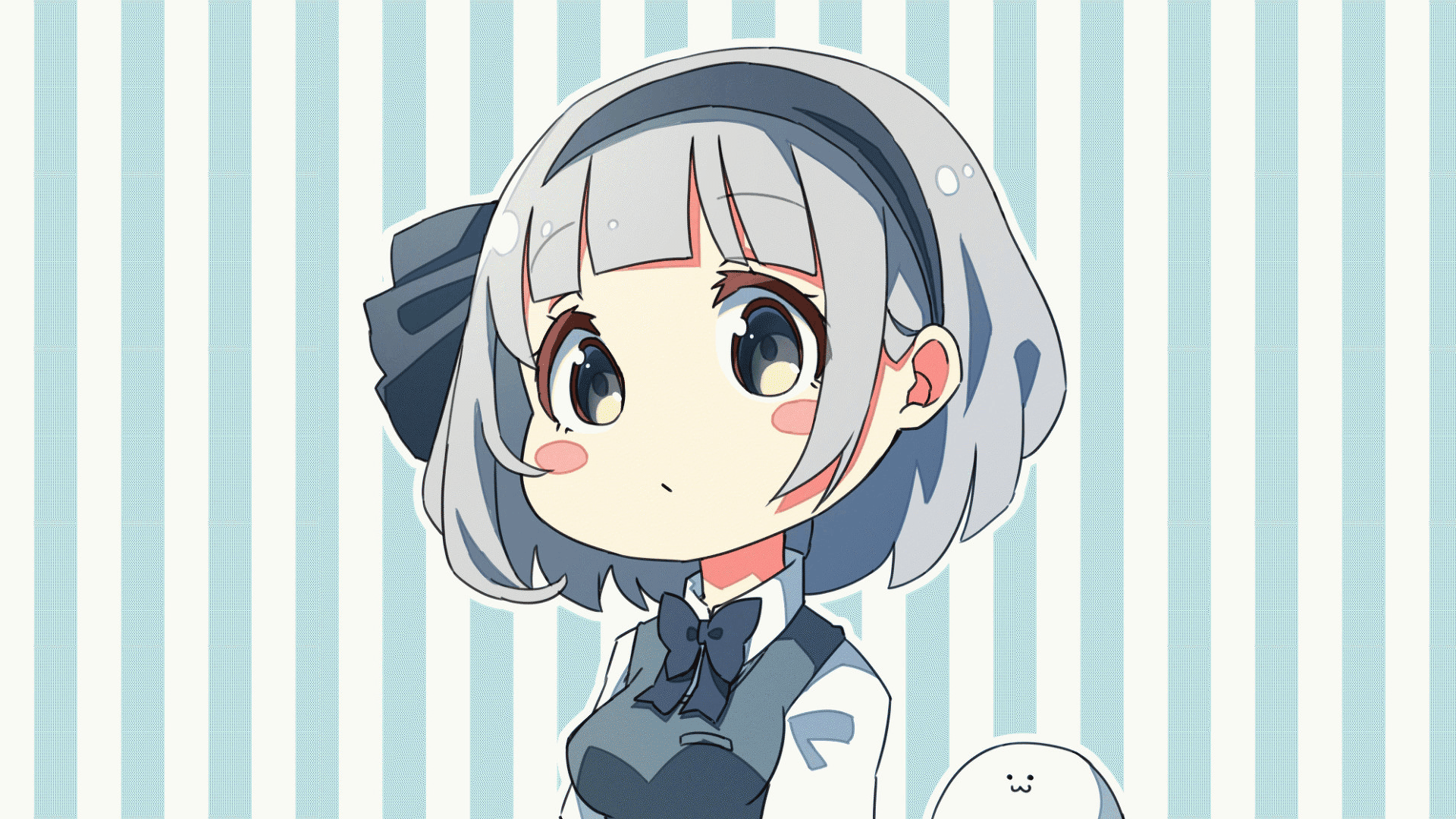 animated, blush, bow, fang, gray_hair, headband, konpaku_youmu, myon, pegashi, short_hair, third-party_edit, touhou