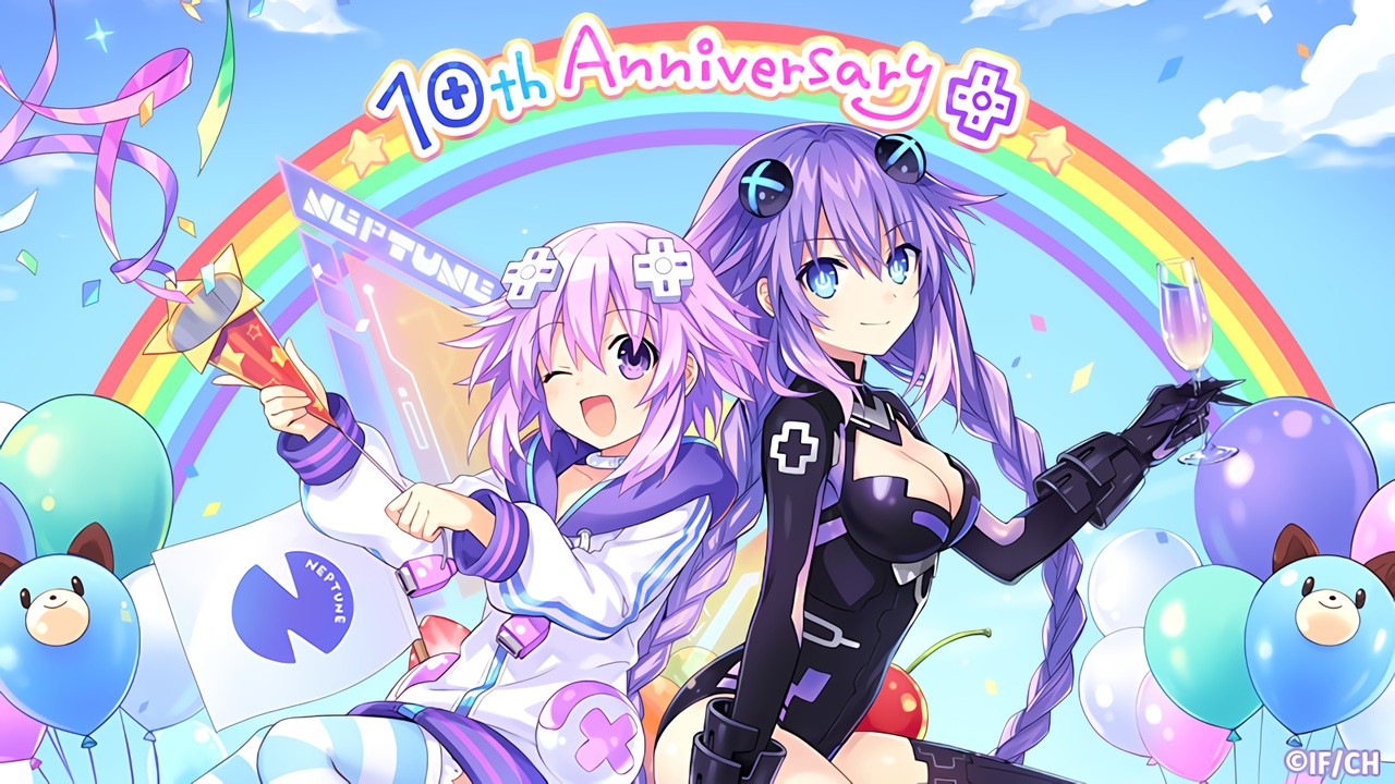 2girls, blue_eyes, bodysuit, breasts, cleavage, dogoo, drink, gloves