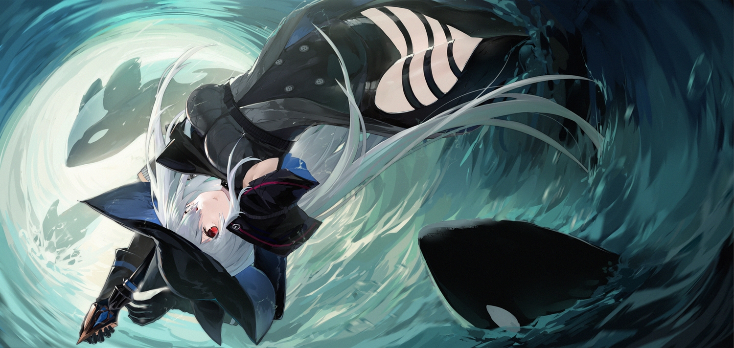 animal, arknights, cropped, gloves, gray_hair, hat, long_hair, mag_(mag42)