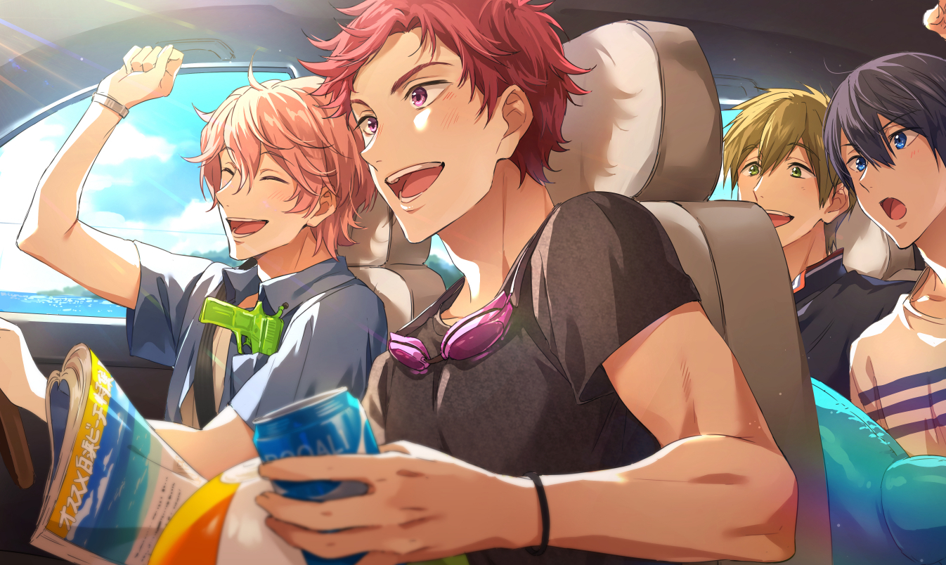 aliasing, all_male, free!, male, nanase_haruka, shigino_kisumi, shiina_asahi, tachibana_makoto