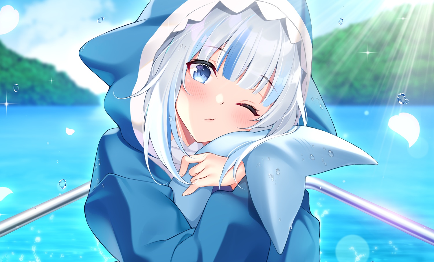 blue_eyes, blush, close, gawr_gura, gray_hair, hololive, hood, panties