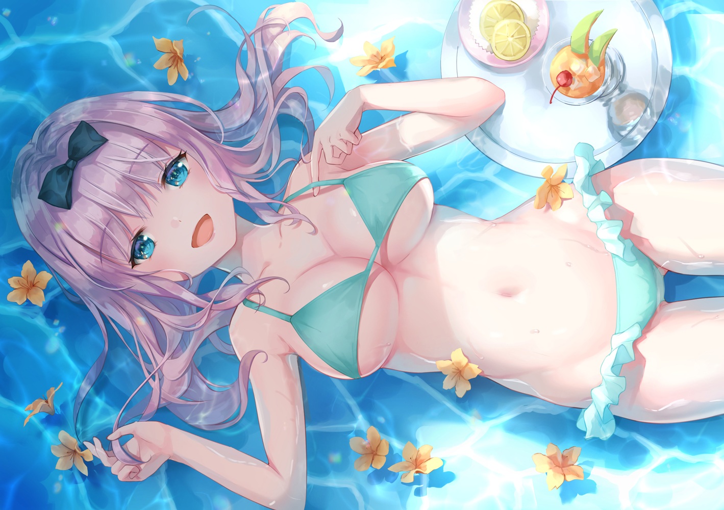 aqua_eyes, cherry, chocofox, drink, flowers, food, fruit, fujiwara_chika