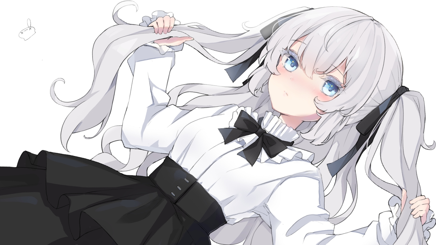 aqua_eyes, blush, bow, dress, indie_virtual_youtuber, long_hair, polychromatic, retorillo