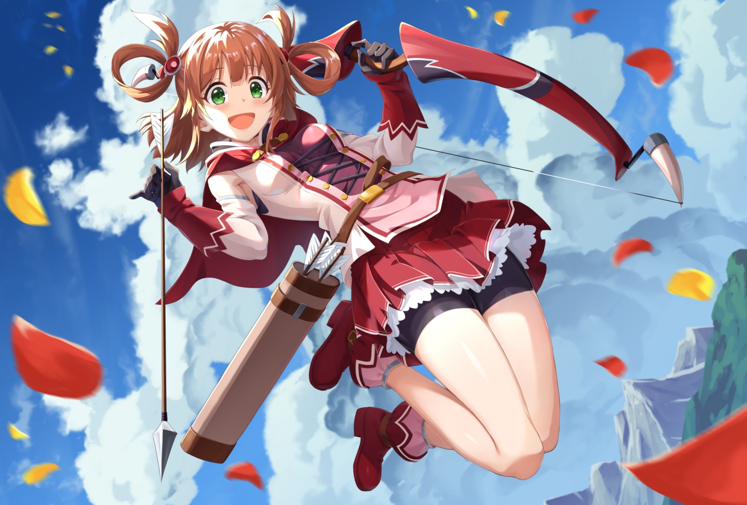 bike_shorts, bow_(weapon), inosaki_rino, princess_connect!, shorts, weapon, yansun