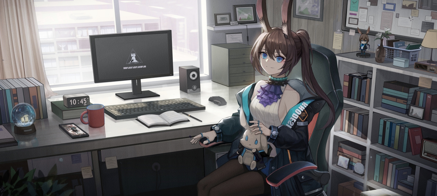 amiya_(arknights), animal_ears, arknights, bunny_ears, bunnygirl, figure, long_hair, pantyhose, zhai