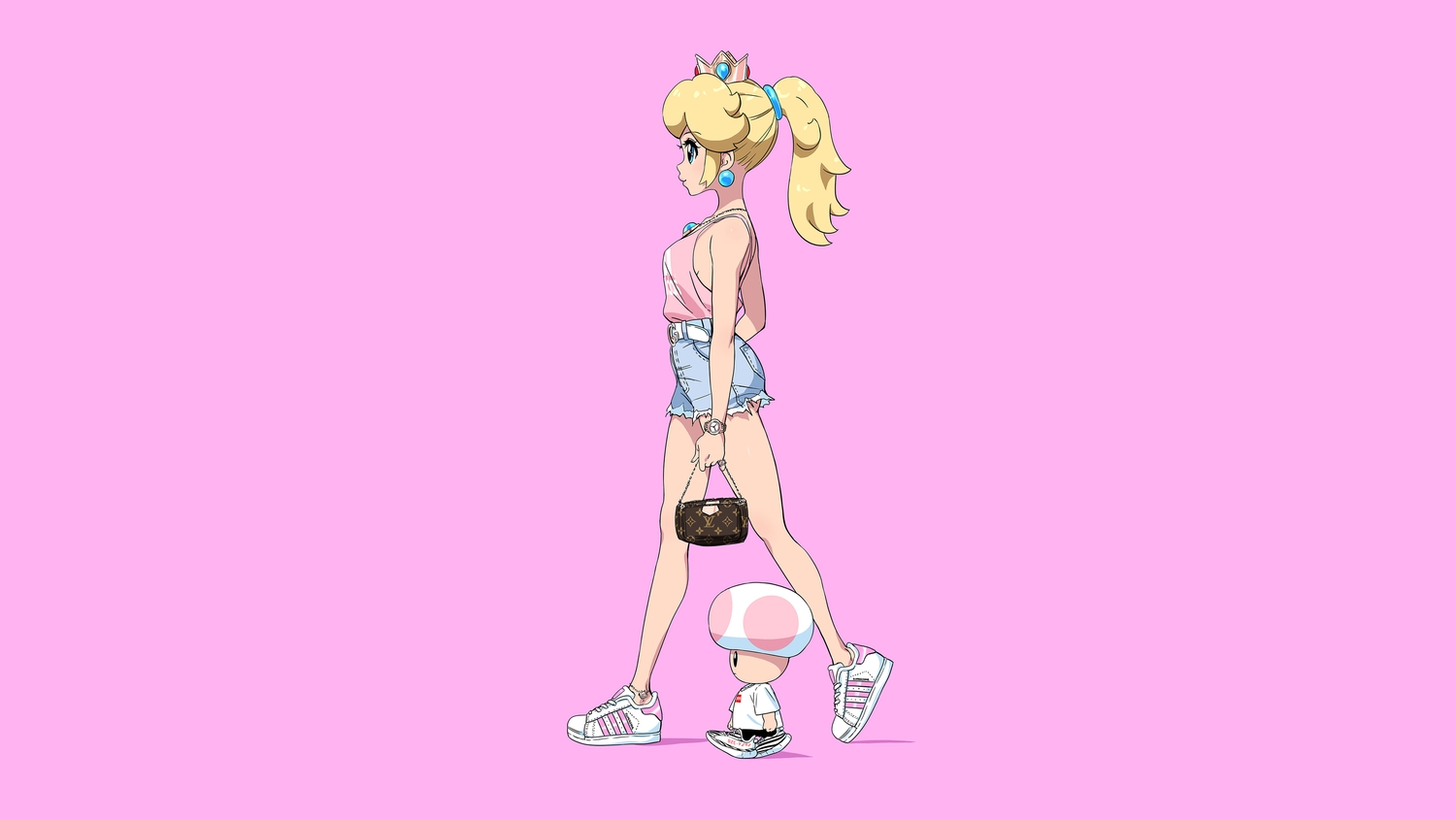 blonde_hair, blue_eyes, crown, long_hair, necklace, pink, ponytail, princess_peach