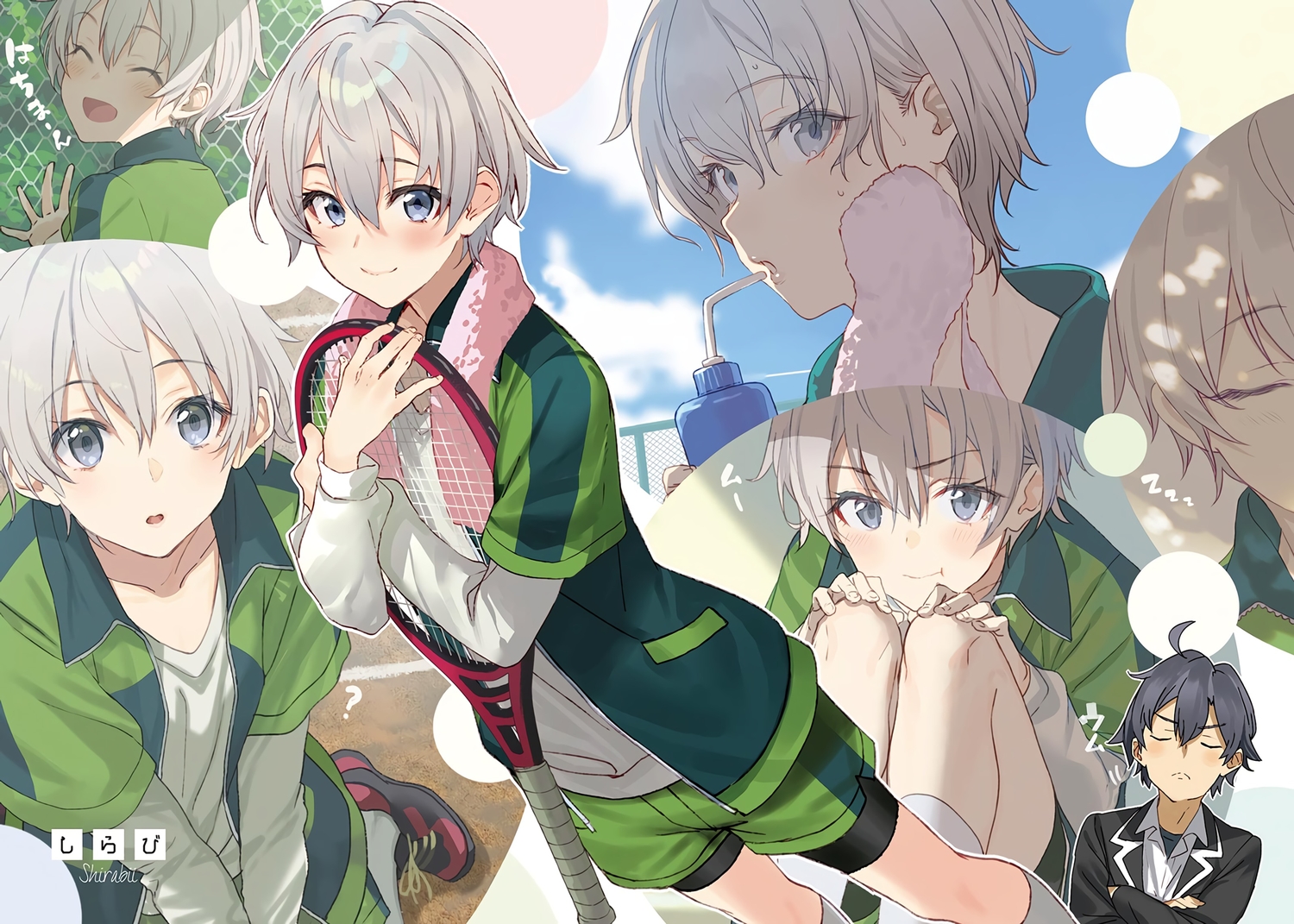 all_male, blue_eyes, clouds, drink, hikigaya_hachiman, male, shirabi_(life-is-free), short_hair