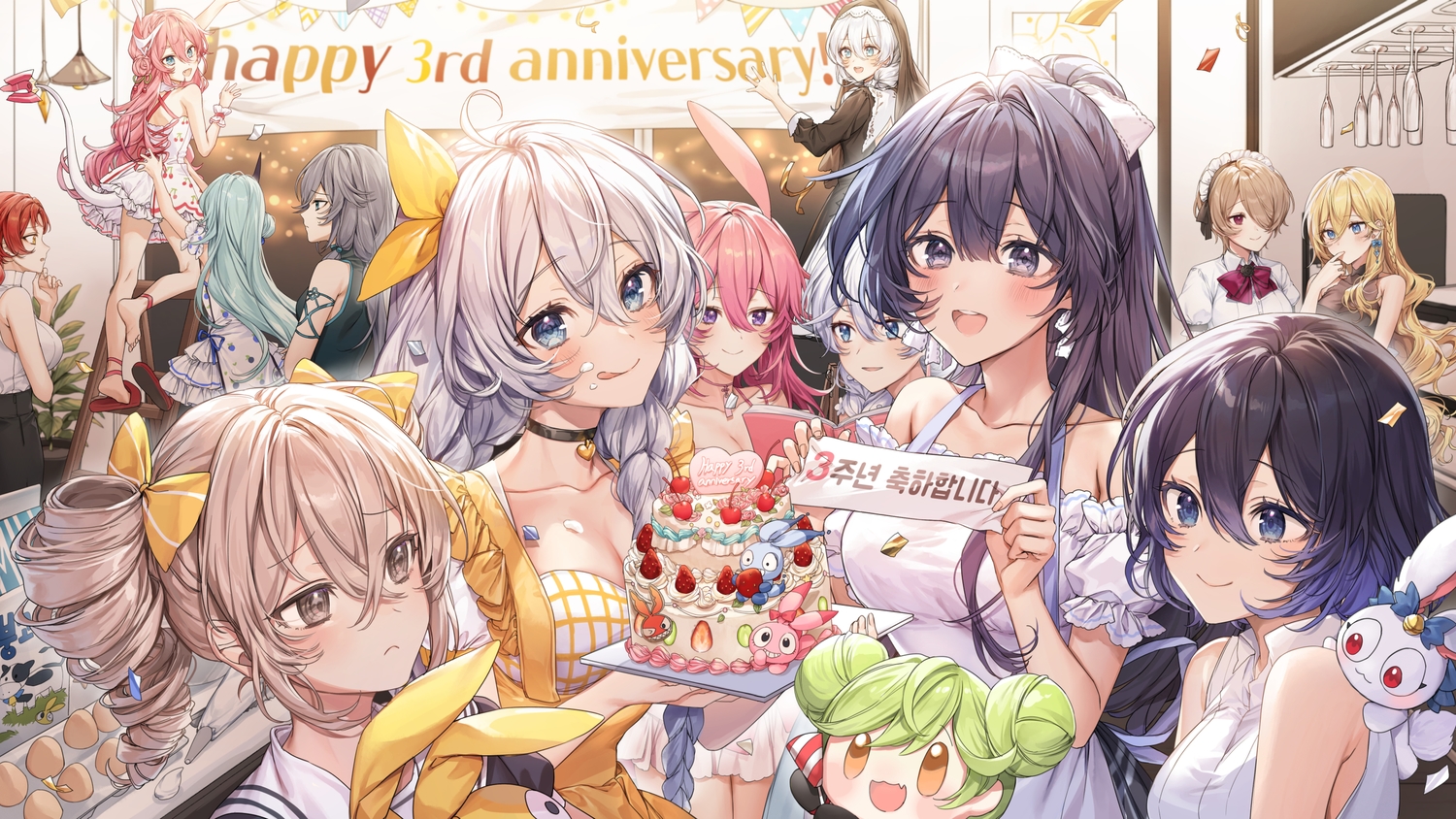 animal_ears, breasts, bronya_zaychik, bunny_ears, bunnygirl, cake, cleavage, durandal_(honkai_impact)