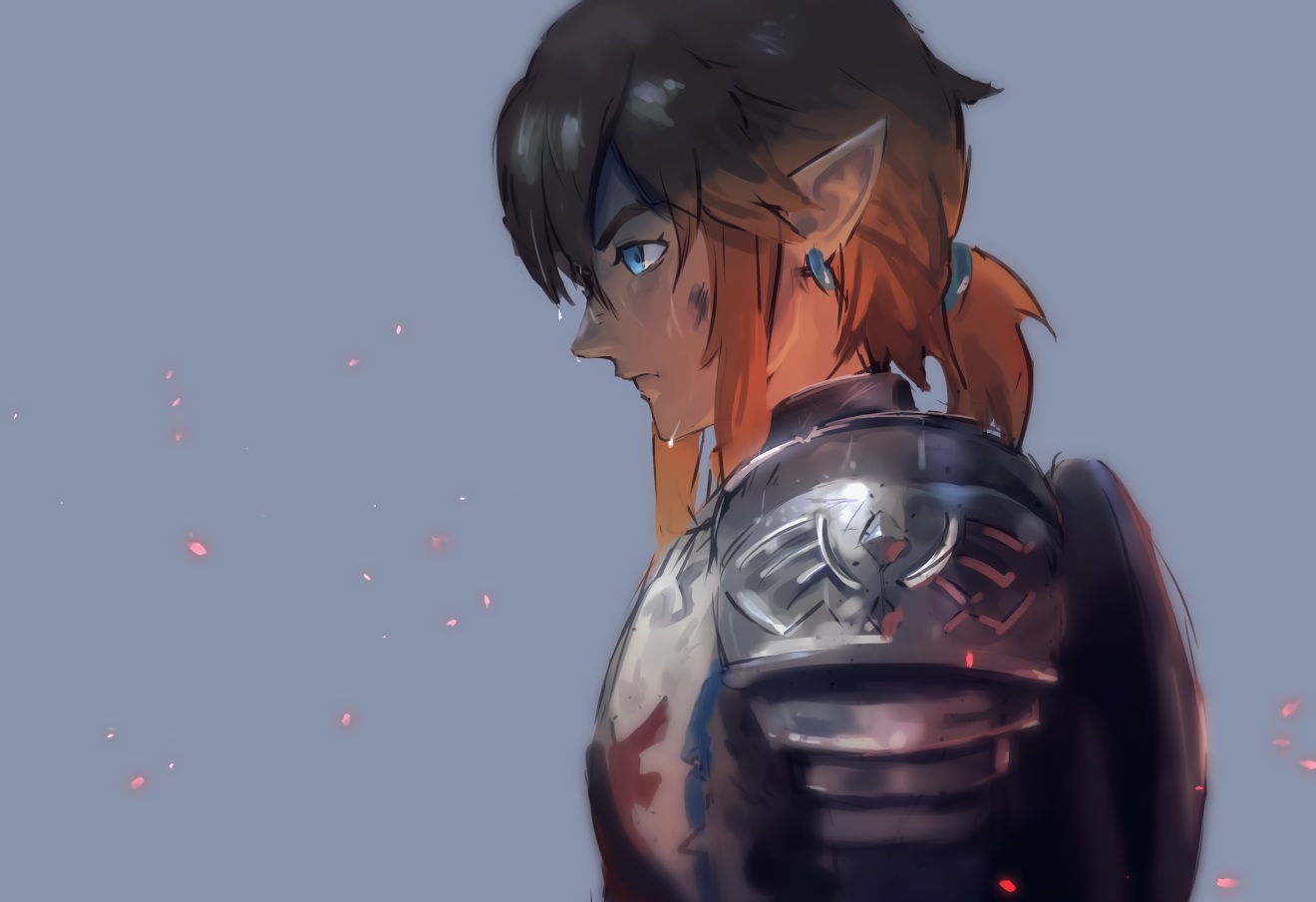 all_male, aqua_eyes, armor, blue, brown_hair, close, link_(zelda), male