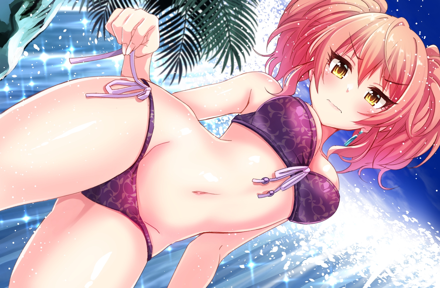 bikini, breasts, cleavage, idolmaster, idolmaster_cinderella_girls, jougasaki_mika, natsu_(anta_tte_hitoha), pink_hair