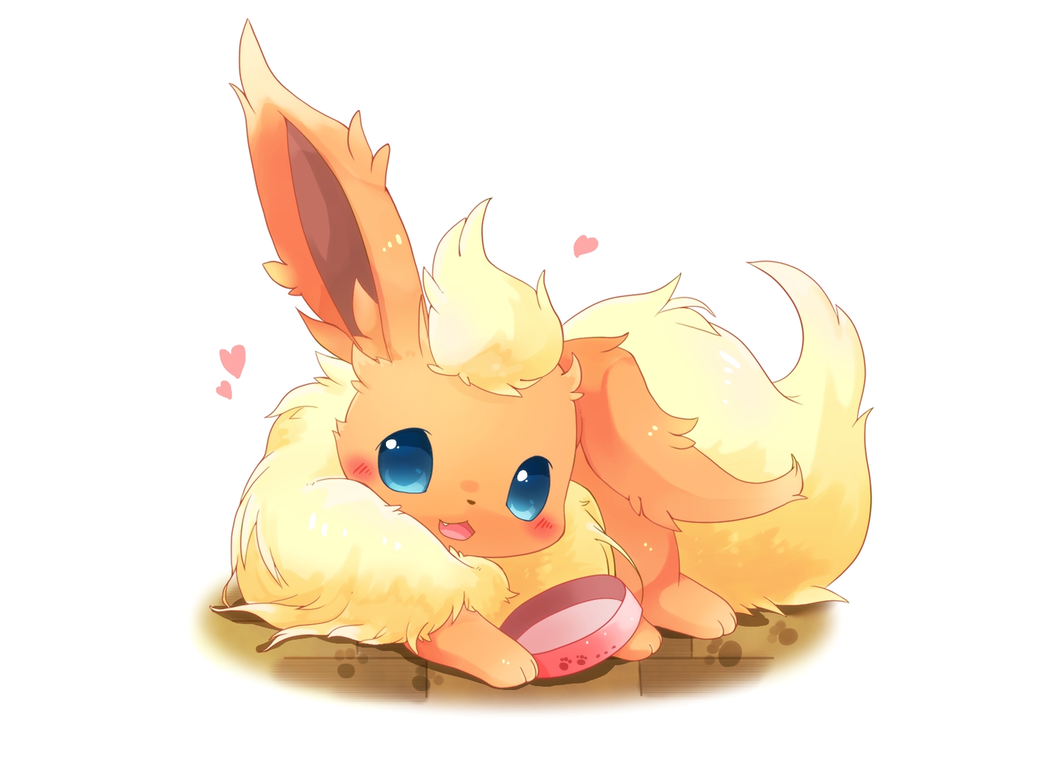 animal, cat_smile, fang, flareon, fox, heart, no_humans, pokemon, ushiinu, white