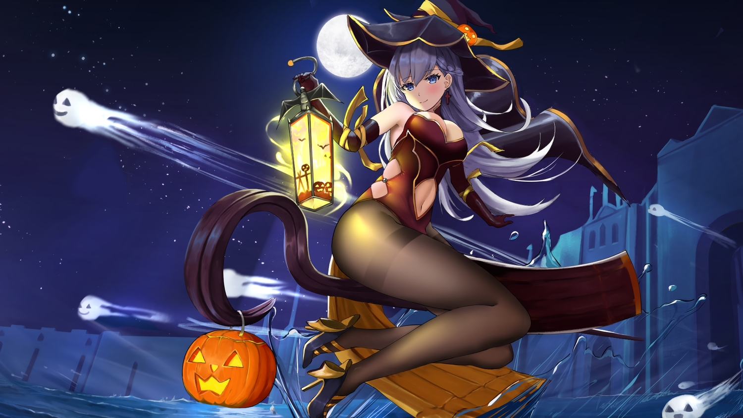 anthropomorphism, azur_lane, belfast_(azur_lane), blue_eyes, braids, breasts, building, cleavage