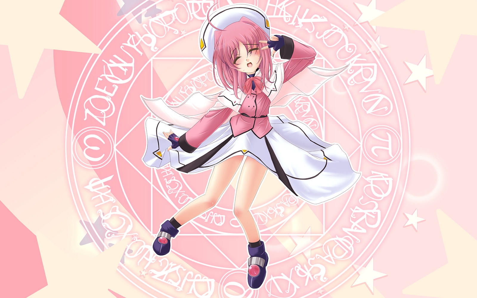 blush, caro_ru_lushe, dress, gloves, hat, magic, mahou_shoujo_lyrical_nanoha, mahou_shoujo_lyrical_nanoha_strikers