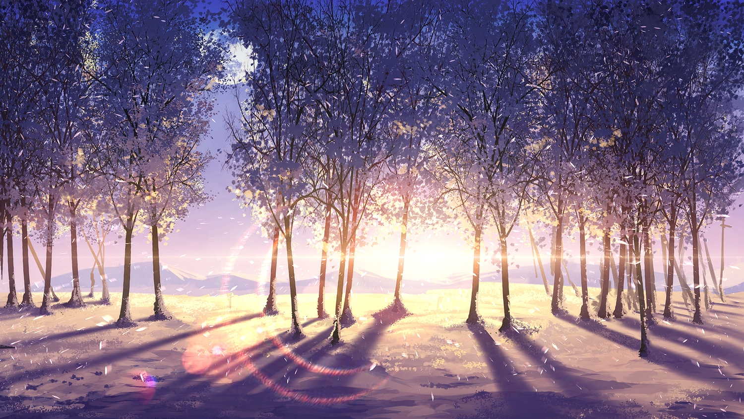 forest, no_humans, original, polychromatic, scenic, smile_(qd4nsvik), sunset, tree