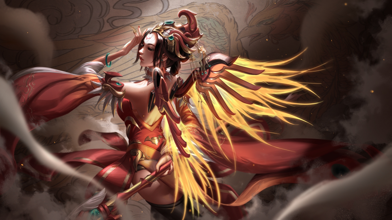 brown_hair, chinese_clothes, headdress, liang_xing, mercy_(overwatch), overwatch, realistic, short_hair