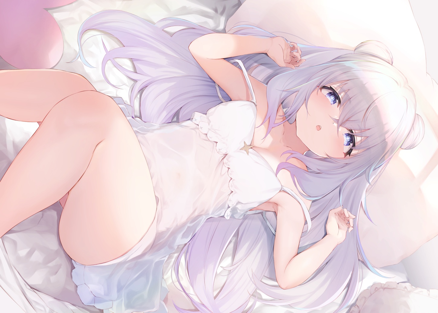 anthropomorphism, azur_lane, bed, dress, gray_hair, le_malin_(azur_lane), loli, long_hair, maosame