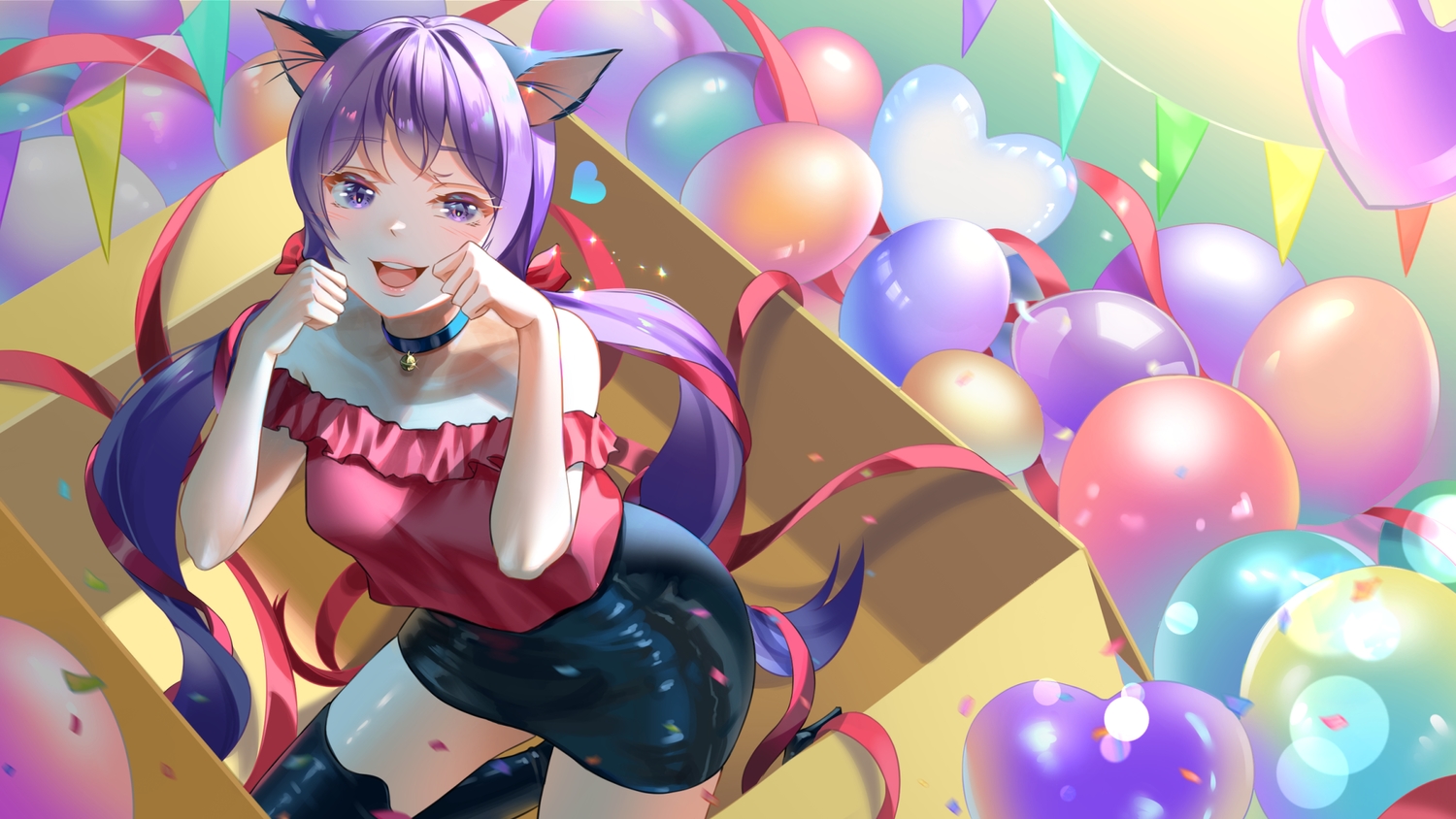 animal_ears, bell, catgirl, collar, gonzz_(gon2rix), long_hair, original, purple_eyes