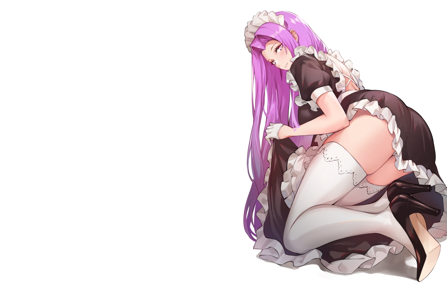 ass, blush, fate_(series), fate/stay_night, gloves, headdress, long_hair, maid