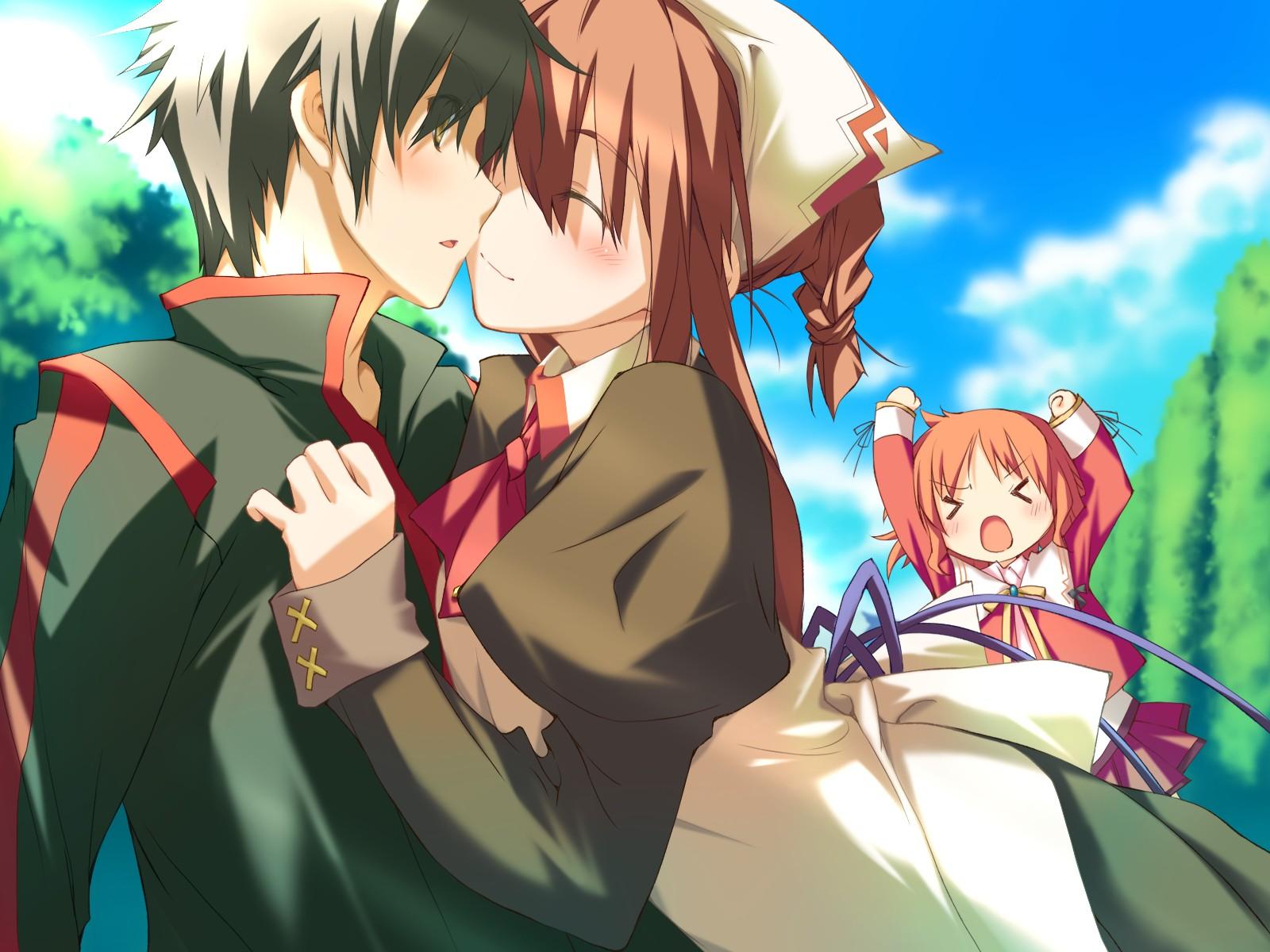 amagahara_inaho, black_hair, blush, brown_hair, favorite, game_cg, happy_margaret!, kokonoka, maid, orange_hair, sakura_mao, white_hair
