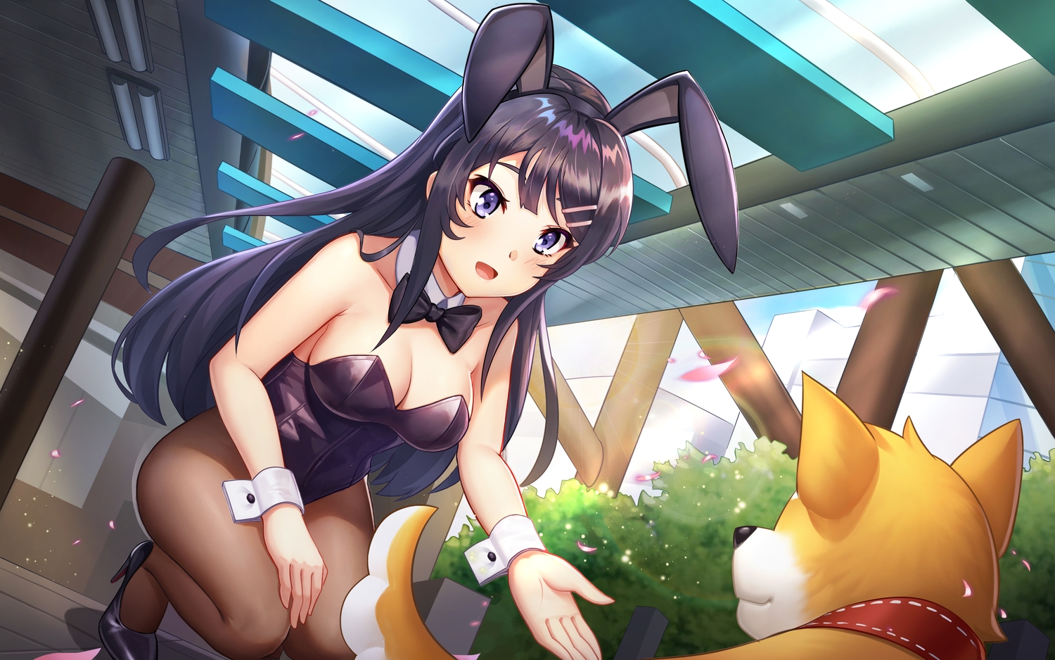 animal, animal_ears, breasts, bunny_ears, bunnygirl, cleavage, dog, headband