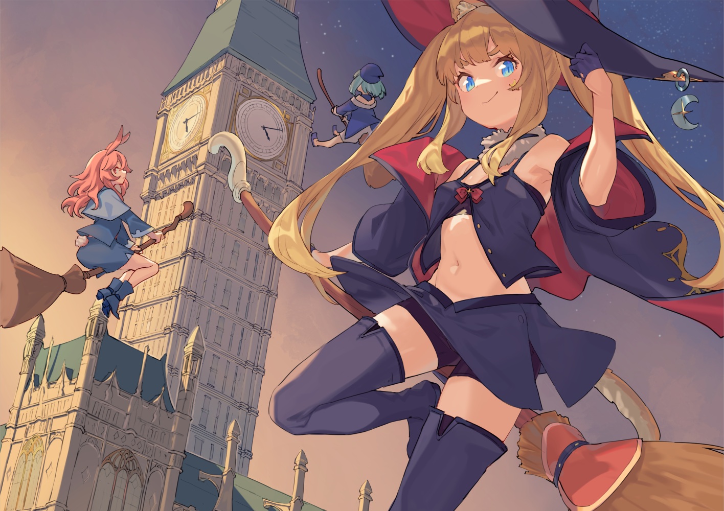 animal_ears, bike_shorts, blue_hair, bunny_ears, bunnygirl, catgirl, gloves, hat