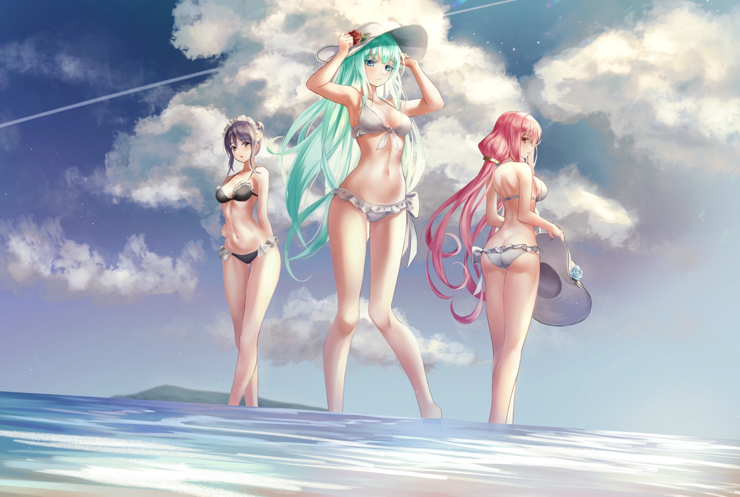 bikini, clouds, prothymos, sky, swimsuit, water
