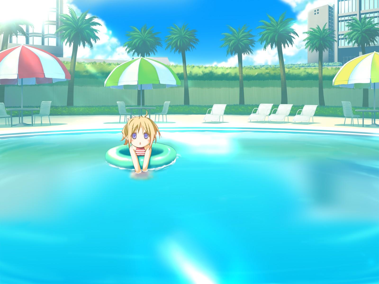 blonde_hair, blue_eyes, favorite, game_cg, happy_margaret!, kokonoka, minahase_karin, pool