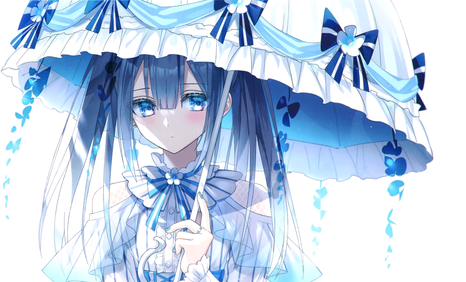 blue_eyes, blue_hair, bow, close, cropped, kazunehaka, lolita_fashion, long_hair