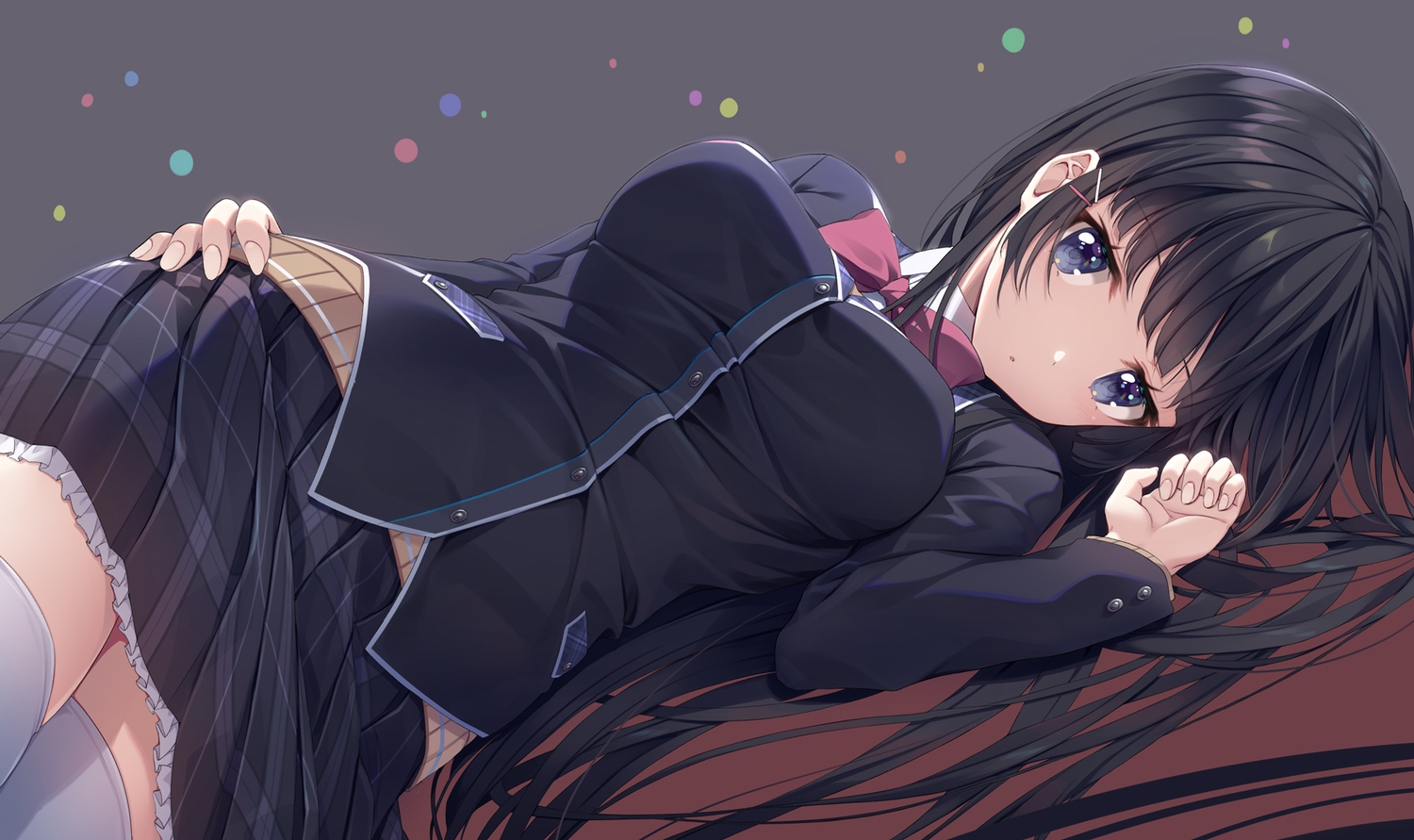 black_hair, blue_eyes, long_hair, mac-kine, nijisanji, school_uniform, tsukino_mito, zettai_ryouiki