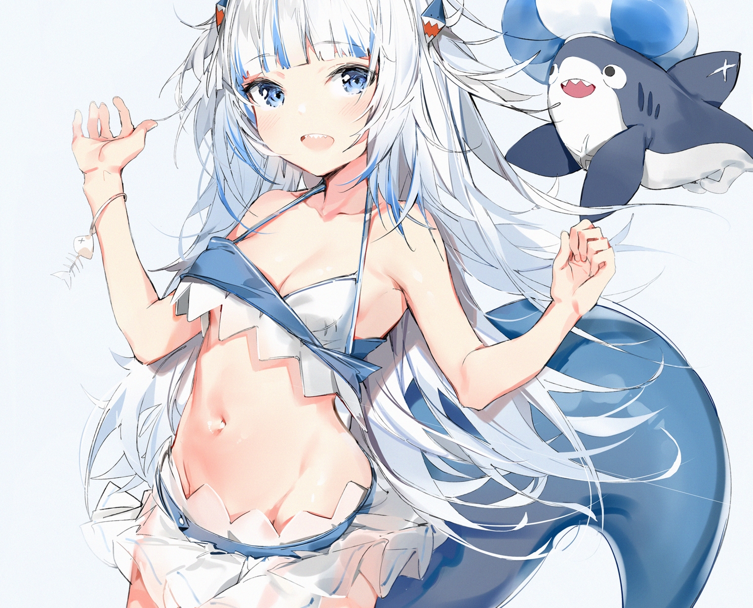 bikini, blue_eyes, blush, breasts, cleavage, cropped, gawr_gura, hololive
