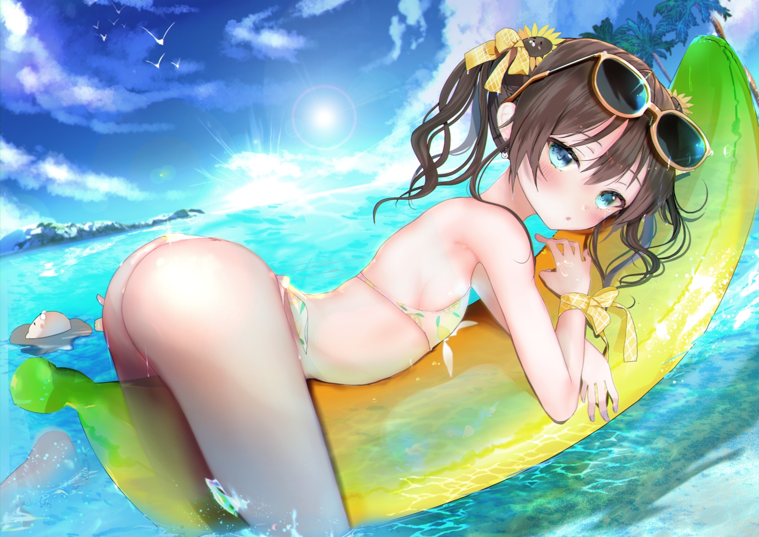bikini, hololive, kako_(bunny-garl), long_hair, natsuiro_matsuri, swimsuit, twintails, water