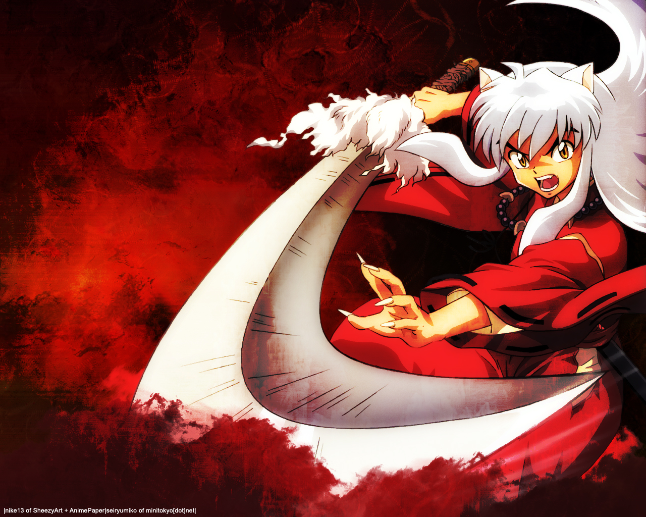 inuyasha, inuyasha_(character), red, sword, weapon