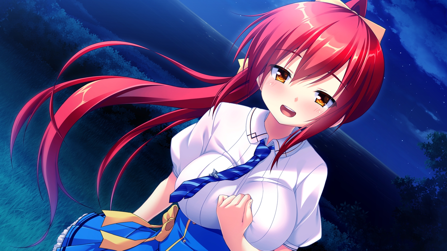 akatsuki_arisa, ano_harewataru_sora_yori_takaku, blush, breast_hold, breasts, chiri_(atlanta), chuablesoft, game_cg