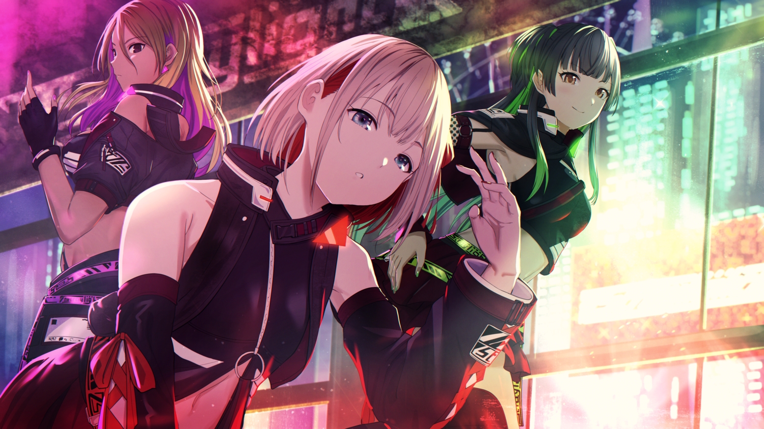 idolmaster, idolmaster_shiny_colors, izumi_mei, long_hair, mayuzumi_fuyuko, misaki_nonaka, serizawa_asahi, short_hair