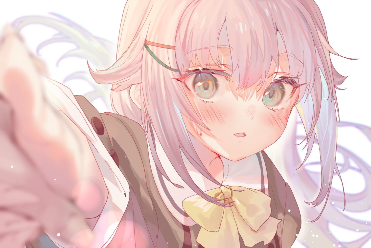 blush, bow, close, green_eyes, idolmaster, idolmaster_cinderella_girls, koshimizu_sachiko, purple_hair