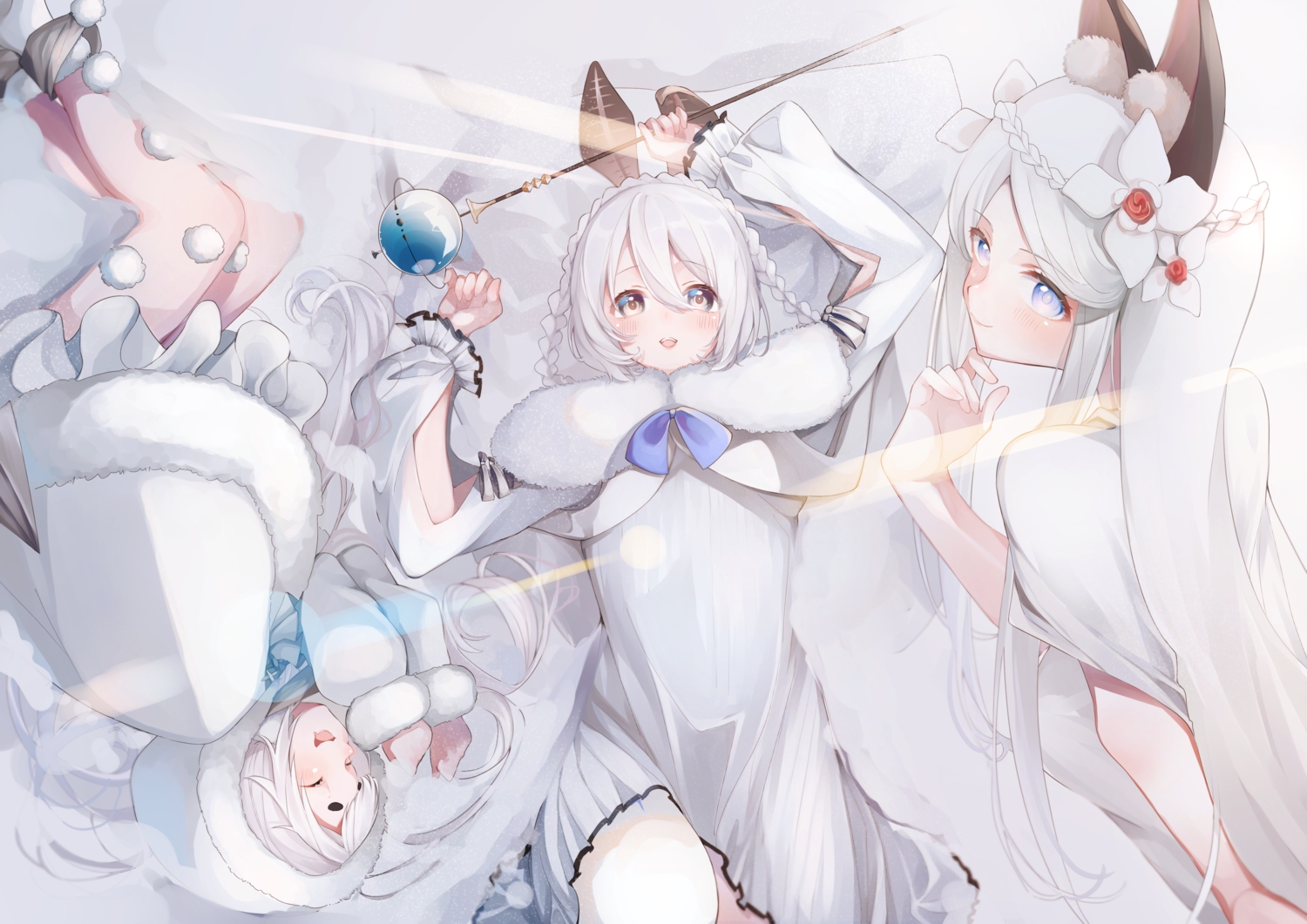 aliasing, animal_ears, blush, braids, gray_eyes, long_hair, olivia_(red:_pride_of_eden), red:_pride_of_eden