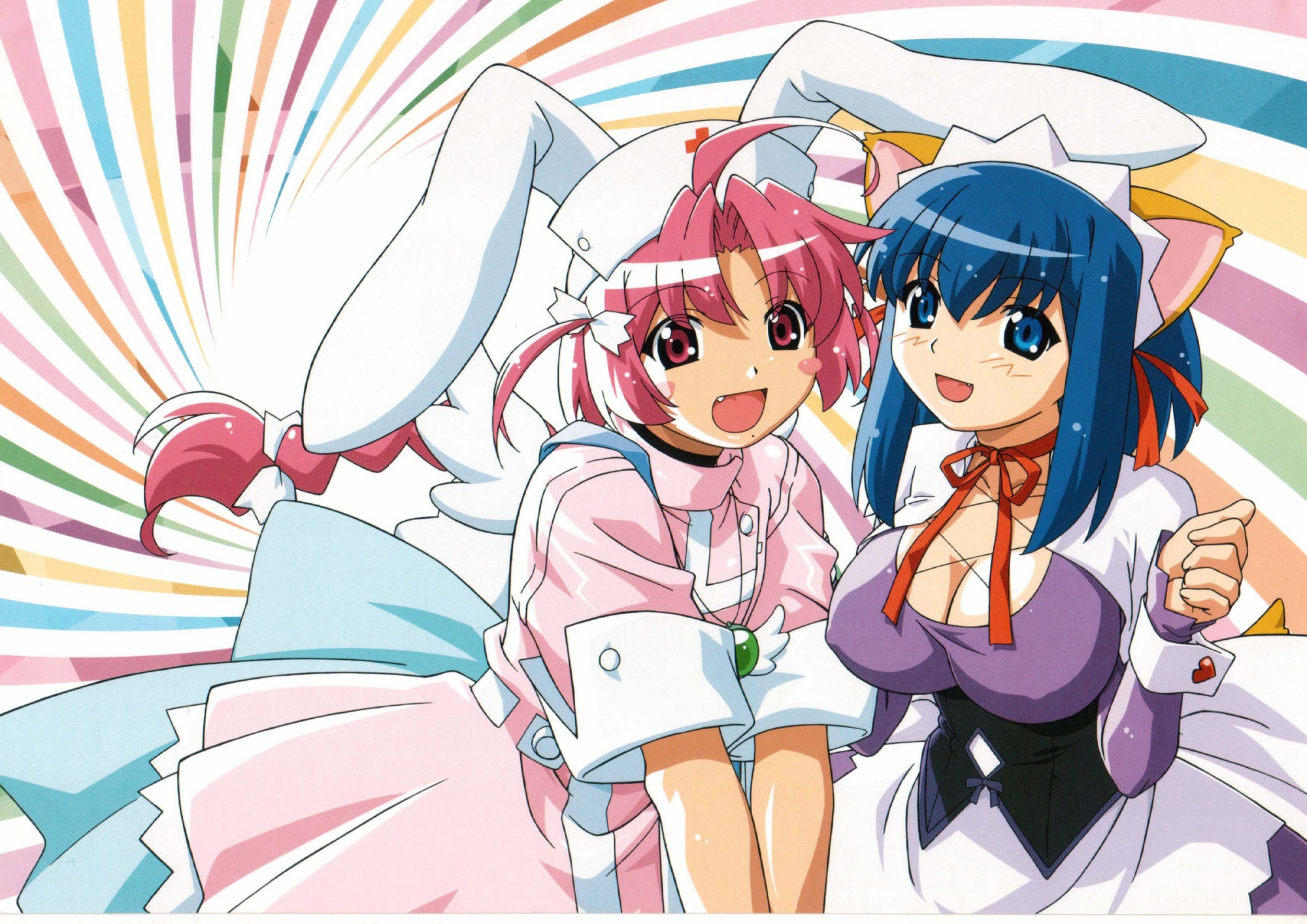 animal_ears, bunny_ears, bunnygirl, catgirl, kokubunji_koyori, nakahara_komugi, nurse, nurse_witch_komugi-chan