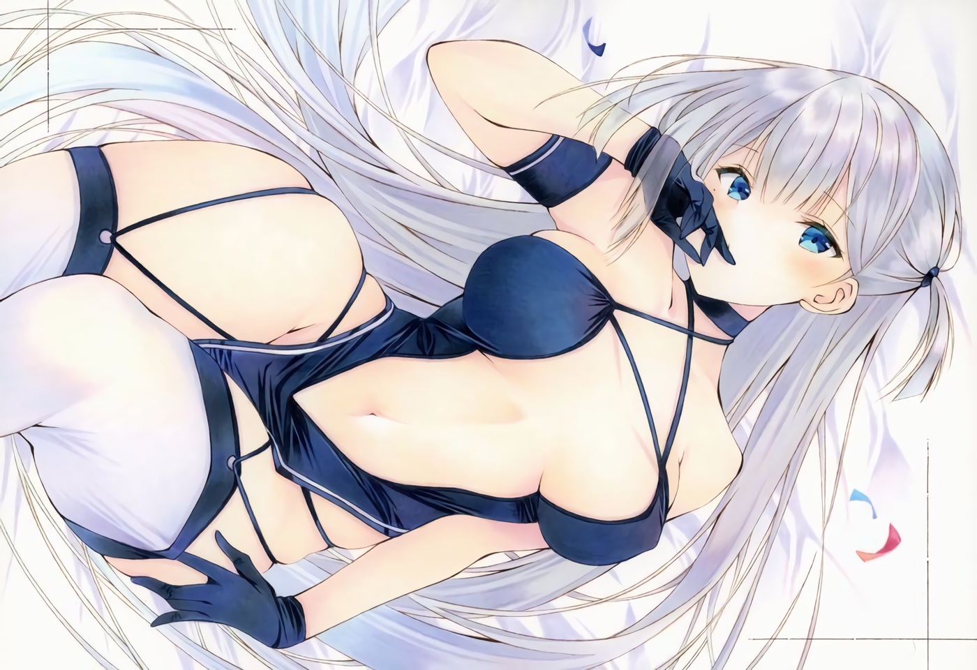 anthropomorphism, azur_lane, blue_eyes, blush, dress, erect_nipples, gloves, gray_hair