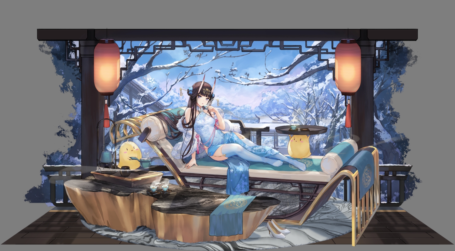 animal, anthropomorphism, atdan, azur_lane, bird, chinese_clothes, chinese_dress, dress