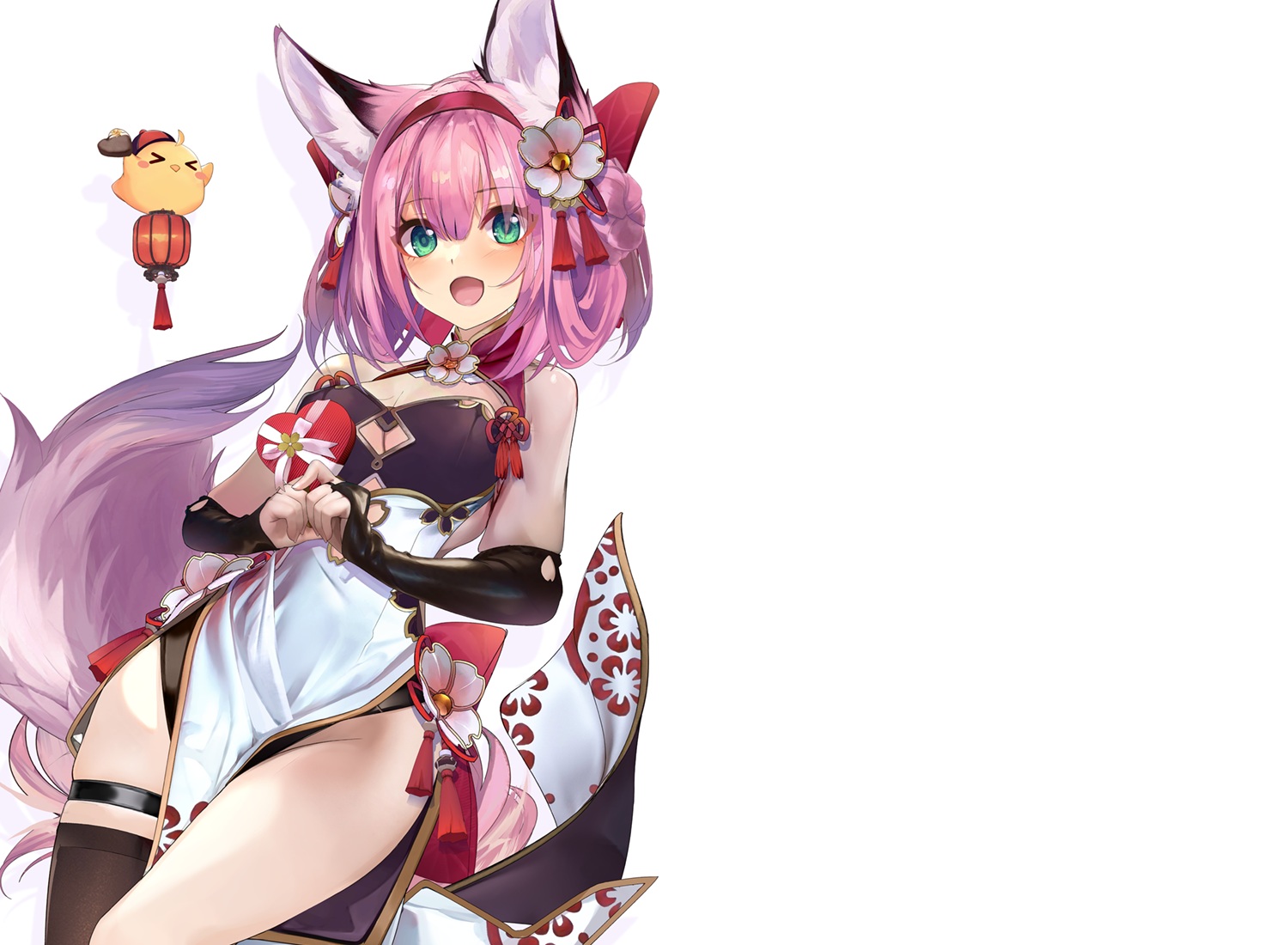 animal, animal_ears, anthropomorphism, azur_lane, bird, blush, breasts, chinese_clothes
