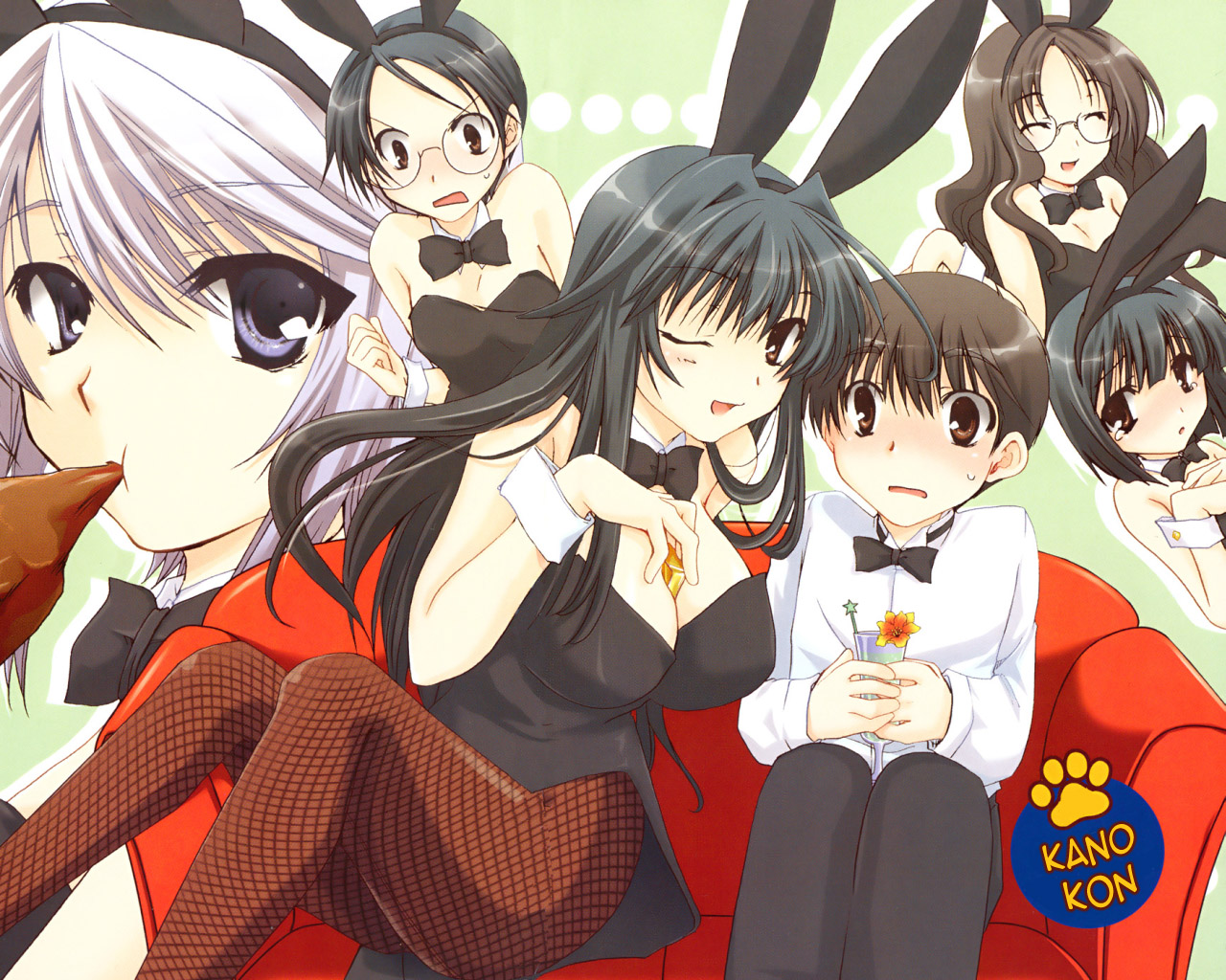 animal_ears, black_hair, brown_eyes, brown_hair, bunny_ears, bunnygirl, ezomori_nozomu, kanokon