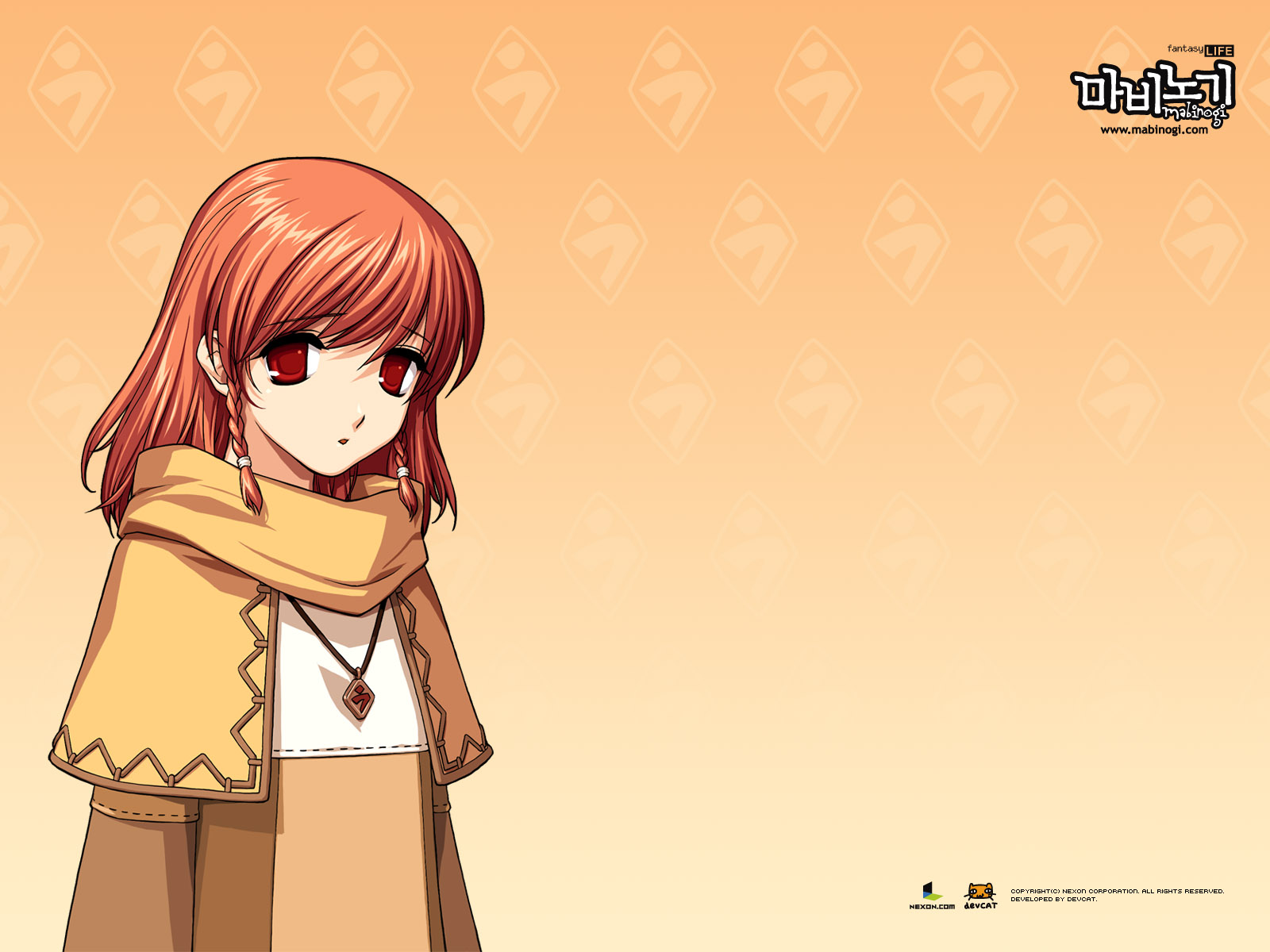 braids, brown_hair, mabinogi, necklace, orange, red_eyes, triona