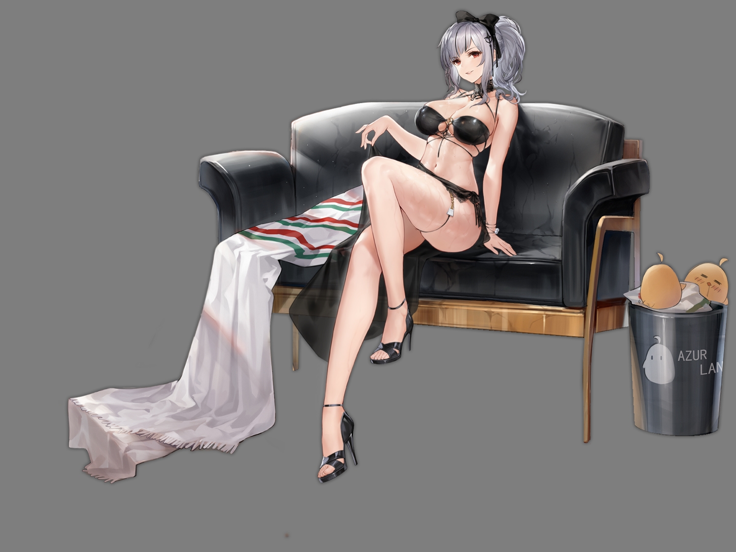 animal, anthropomorphism, azur_lane, bird, couch, giulio_cesare_(azur_lane), gray_hair, gujianshaonu