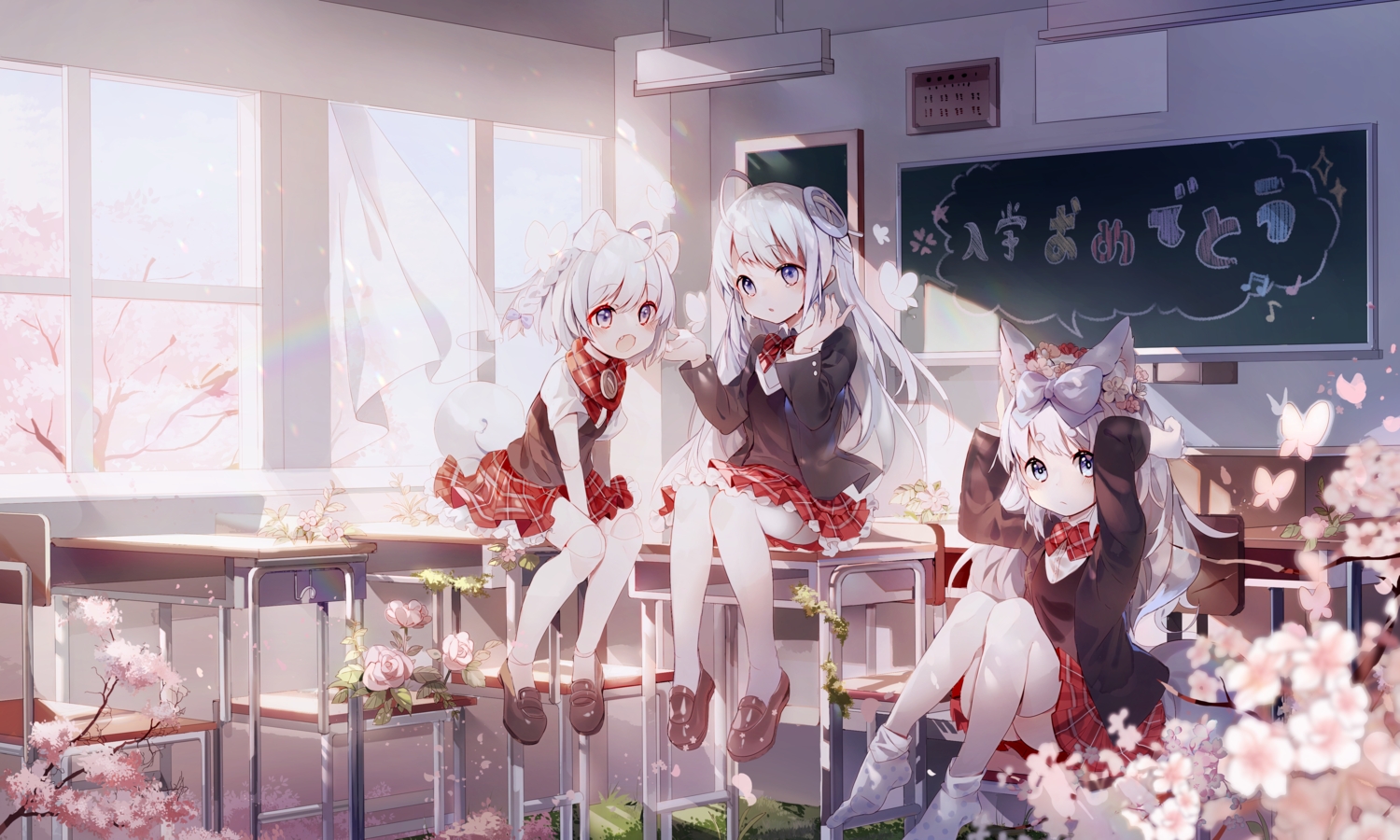 amafuyu, animal_ears, loli, long_hair, original, school_uniform, thighhighs